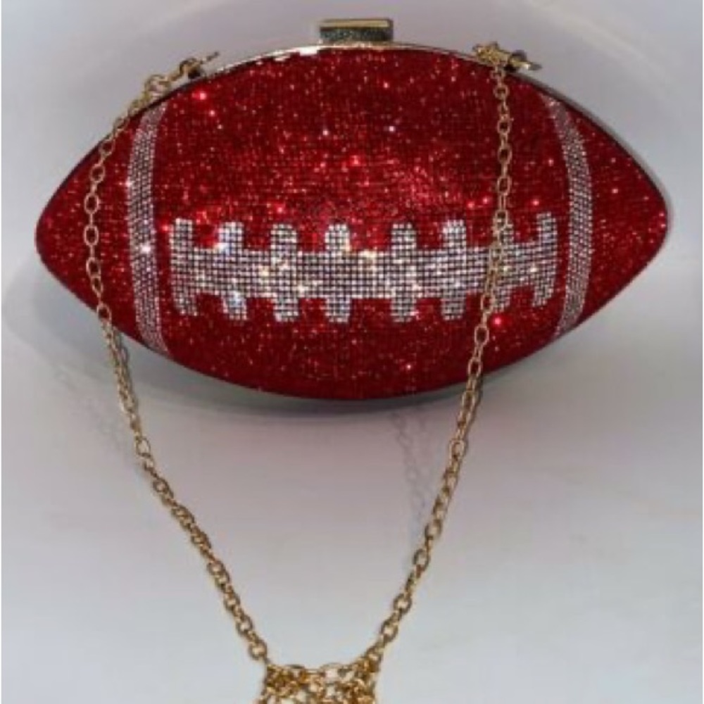 Football rhinestone crossbody clutch